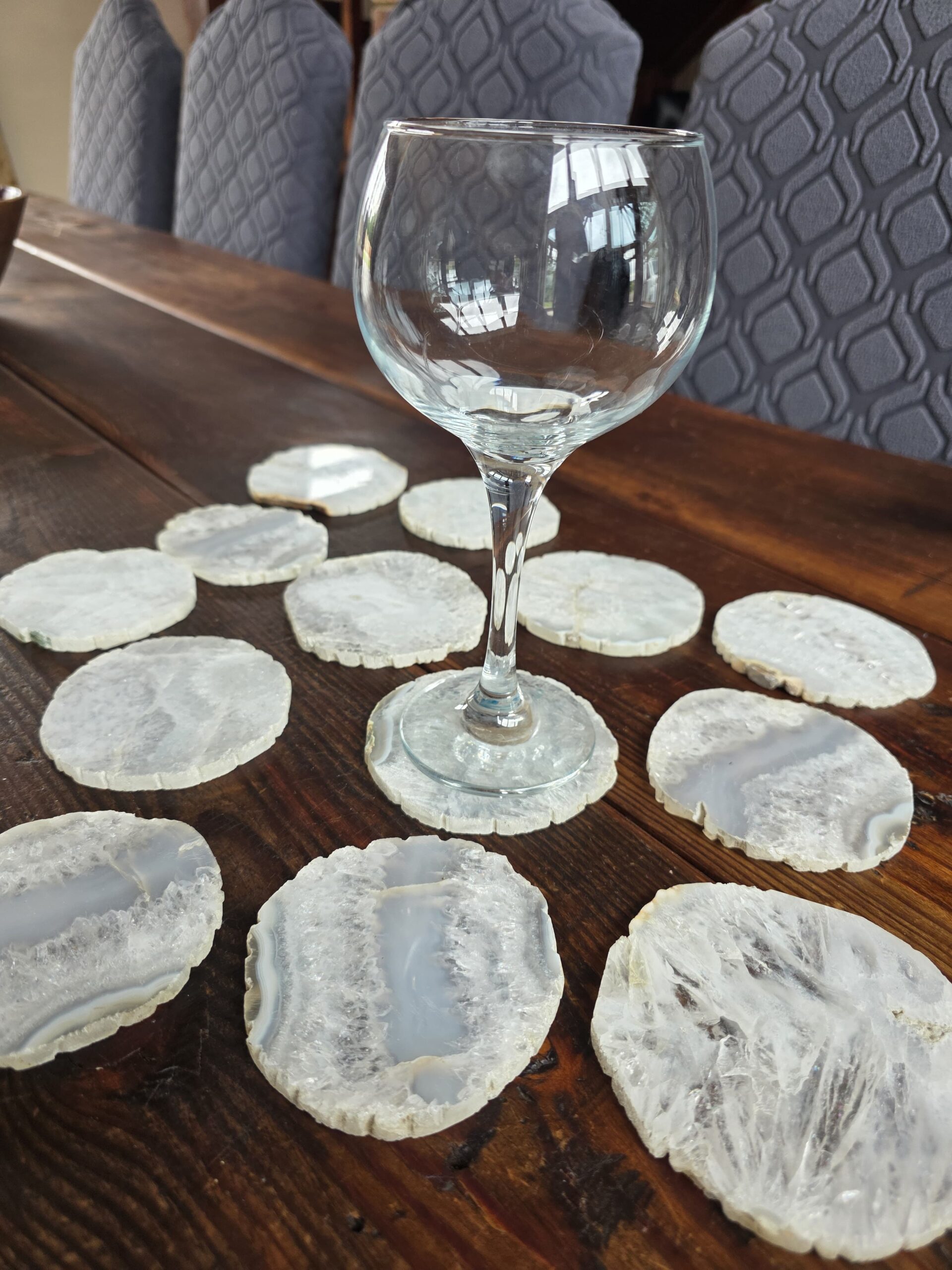 White Agate Premium Microcrystalline Quartz Coasters Natural Shape Natural Edge (set of 4) Gift - Image 12