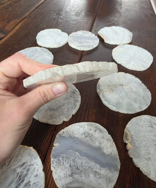 White Agate Premium Microcrystalline Quartz Coasters Natural Shape Natural Edge (set of 4) Gift - Image 13
