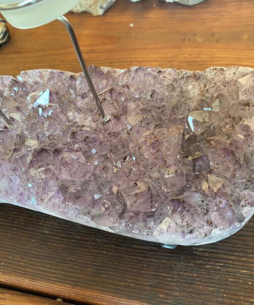 Very Large Huge Premium Amethyst 8 Cluster Druzy Candle / 2 Cup Tealight Holders Approx. 5.607kg - L31xD14xH30cm - Image 4