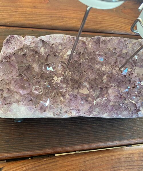 Very Large Huge Premium Amethyst 8 Cluster Druzy Candle / 2 Cup Tealight Holders Approx. 5.607kg - L31xD14xH30cm - Image 5
