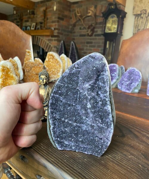 Alternative view of Premium High Grade Amethyst Druzy 161 Mini Geode Cluster Piece Cut Base 1611g H16xW11xD7cm