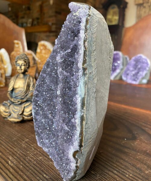 Premium High Grade Amethyst Druzy 161 Mini Geode Cluster Piece Cut Base 1611g H16xW11xD7cm - Image 3