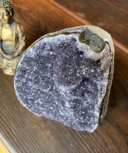 Premium High Grade Amethyst Druzy 161 Mini Geode Cluster Piece Cut Base 1611g H16xW11xD7cm - Image 6