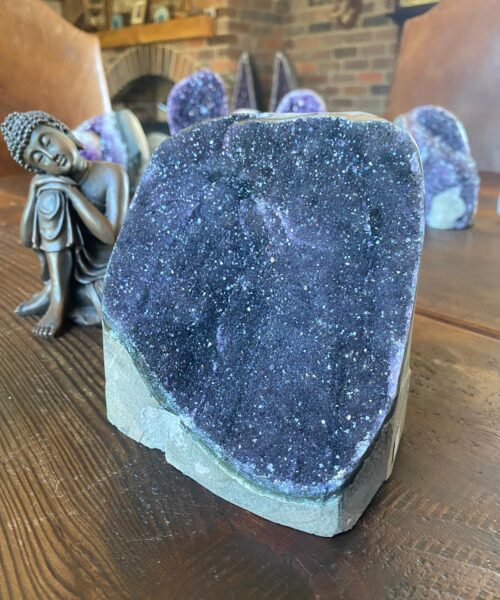Premium High Grade Amethyst Druzy 207 Mini Geode Cluster Piece Cut Base 2.211g H12xW13.5xD12cm