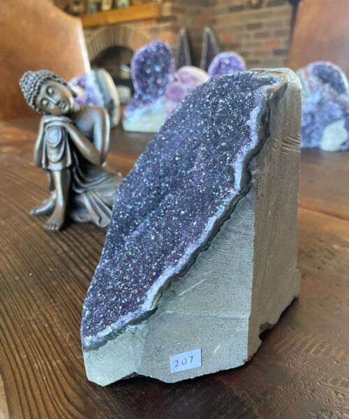Alternative view of Premium High Grade Amethyst Druzy 207 Mini Geode Cluster Piece Cut Base 2.211g H12xW13.5xD12cm