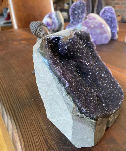 Premium High Grade Amethyst Druzy 207 Mini Geode Cluster Piece Cut Base 2.211g H12xW13.5xD12cm - Image 3