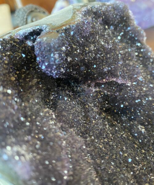 Premium High Grade Amethyst Druzy 207 Mini Geode Cluster Piece Cut Base 2.211g H12xW13.5xD12cm - Image 4