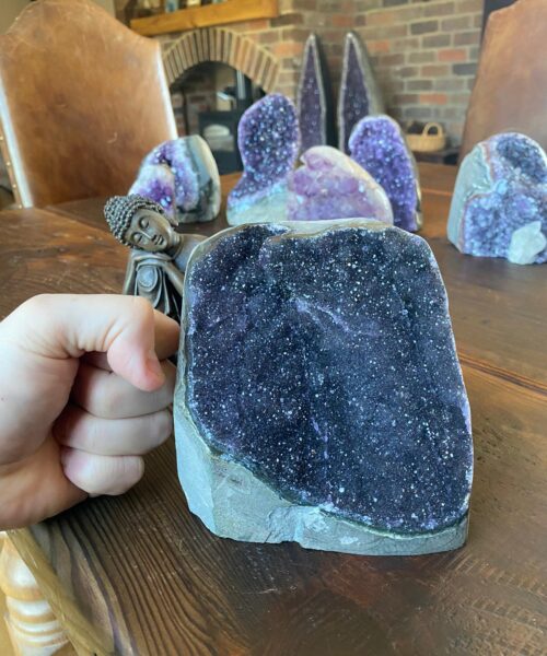 Premium High Grade Amethyst Druzy 207 Mini Geode Cluster Piece Cut Base 2.211g H12xW13.5xD12cm - Image 6
