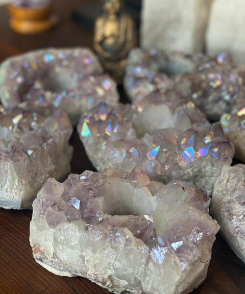 Very Large Premium A Grade Amethyst Angel Aura Cluster Druzy Candle / Tealight Holders - Image 12