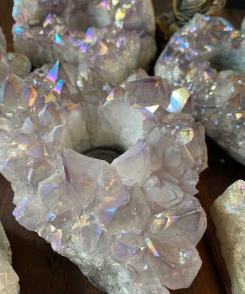 Very Large Premium A Grade Amethyst Angel Aura Cluster Druzy Candle / Tealight Holders - Image 13