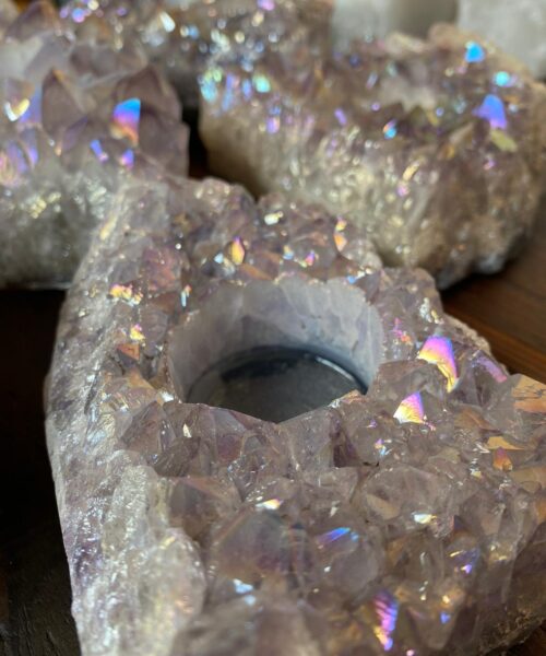 Very Large Premium A Grade Amethyst Angel Aura Cluster Druzy Candle / Tealight Holders - Image 14