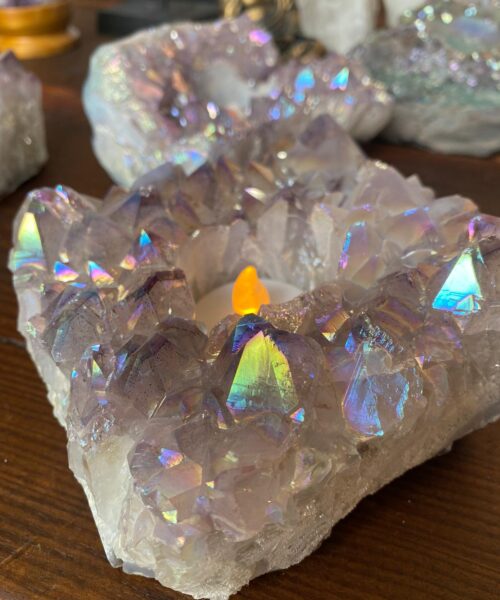 Very Large Premium A Grade Amethyst Angel Aura Cluster Druzy Candle / Tealight Holders - Image 15