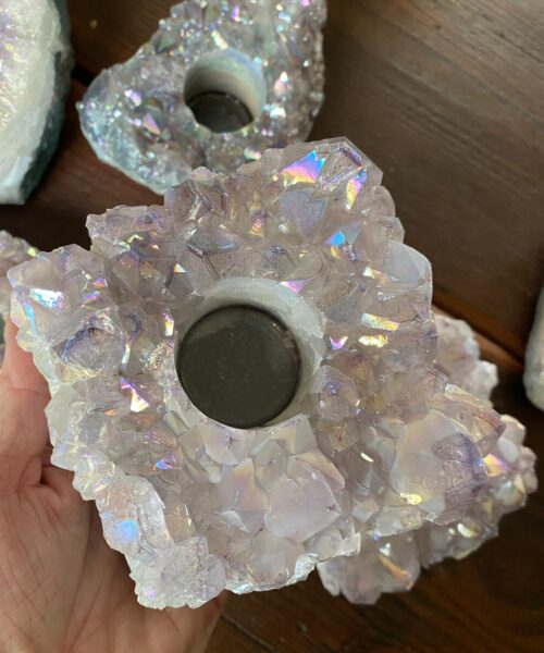 Very Large Premium A Grade Amethyst Angel Aura Cluster Druzy Candle / Tealight Holders - Image 6