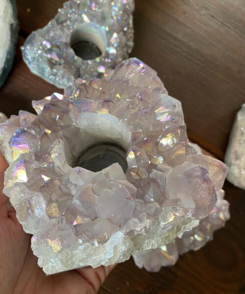 Very Large Premium A Grade Amethyst Angel Aura Cluster Druzy Candle / Tealight Holders - Image 7