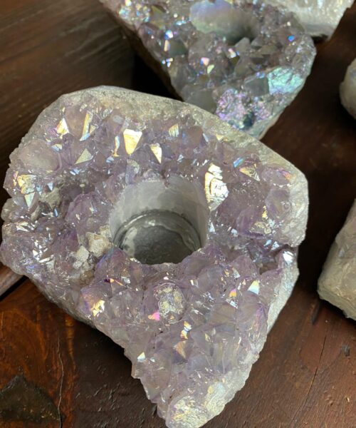 Very Large Premium A Grade Amethyst Angel Aura Cluster Druzy Candle / Tealight Holders - Image 10