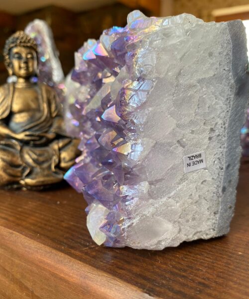 Alternative view of Premium High Grade Amethyst Angel Aura Druzy 105 Mini Geode Cluster Piece Cut Base 886g H7.5xW9xD6cm