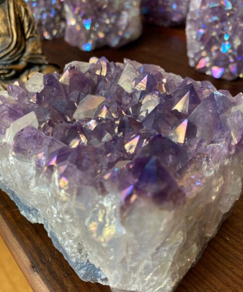 Premium High Grade Amethyst Angel Aura Druzy 105 Mini Geode Cluster Piece Cut Base 886g H7.5xW9xD6cm - Image 4