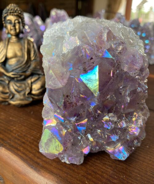 Premium High Grade Amethyst Angel Aura Druzy 106 Mini Geode Cluster Piece Cut Base 783g H9.5xW7.5xD6cm