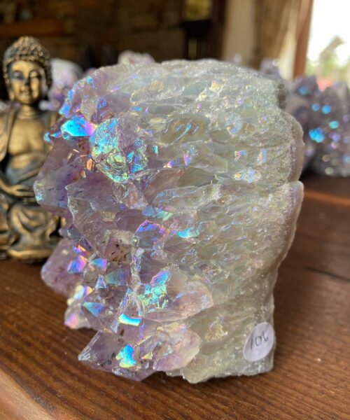 Alternative view of Premium High Grade Amethyst Angel Aura Druzy 106 Mini Geode Cluster Piece Cut Base 783g H9.5xW7.5xD6cm