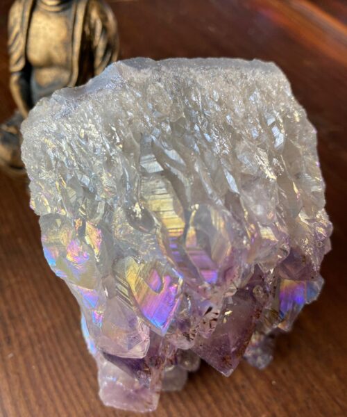 Premium High Grade Amethyst Angel Aura Druzy 106 Mini Geode Cluster Piece Cut Base 783g H9.5xW7.5xD6cm - Image 5