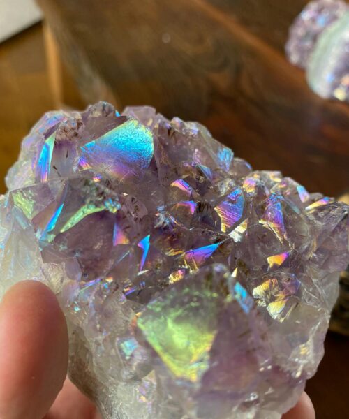 Premium High Grade Amethyst Angel Aura Druzy 106 Mini Geode Cluster Piece Cut Base 783g H9.5xW7.5xD6cm - Image 6