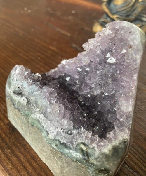 Alternative view of Premium High Grade Amethyst Druzy 178 Mini Geode Cluster Piece Cut Base 392g H8xW9.5xD7.5cm
