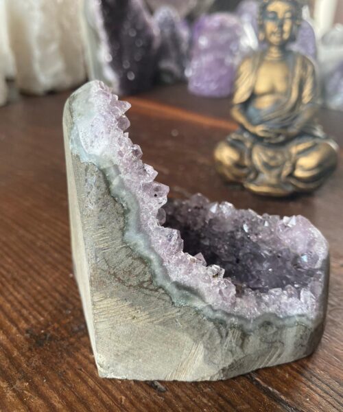 Premium High Grade Amethyst Druzy 178 Mini Geode Cluster Piece Cut Base 392g H8xW9.5xD7.5cm - Image 4