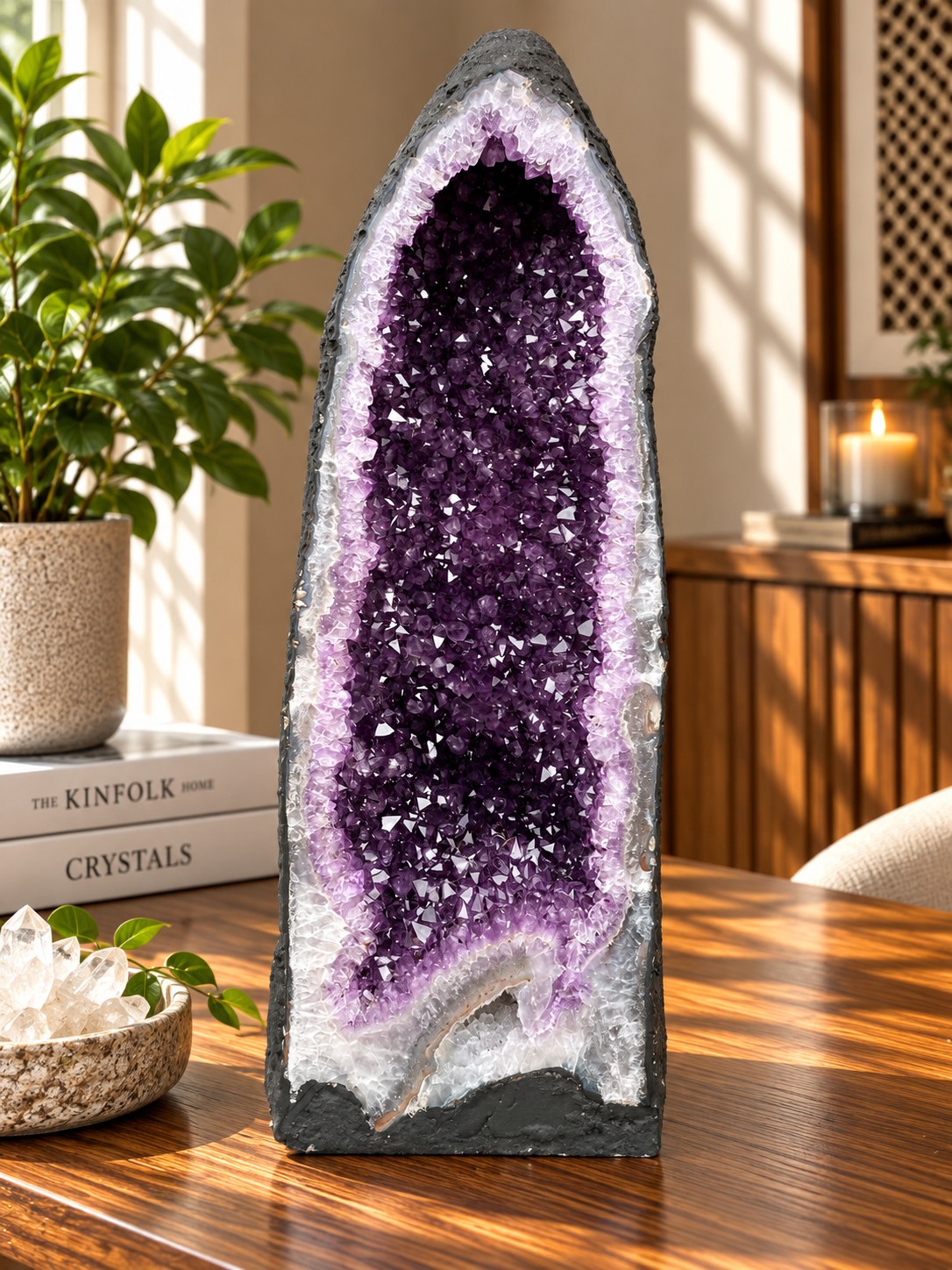 Tall Amethyst Crystal Geode 616 Premium Queen Grade 22.81kg – H56xW21xD22cm