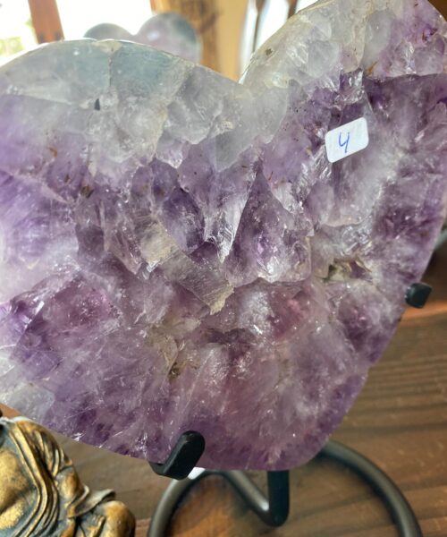 Extra Large – Huge Amethyst Heart 4 Iron Base Purple Quartz Geode Crystal 2.223kg H22xW17xD4.5cm - Image 3