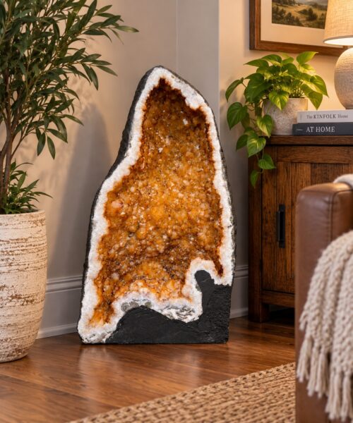 Tall Citrine Geode 305 Crystal Cluster Druzy Premium Grade 28.49kg H50xW29xD23cm