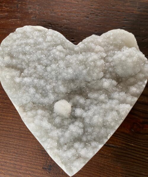 Large White Amethyst Heart 2 White Quartz Geode Crystal Gift 1.103kg - H16xW16xD5cm