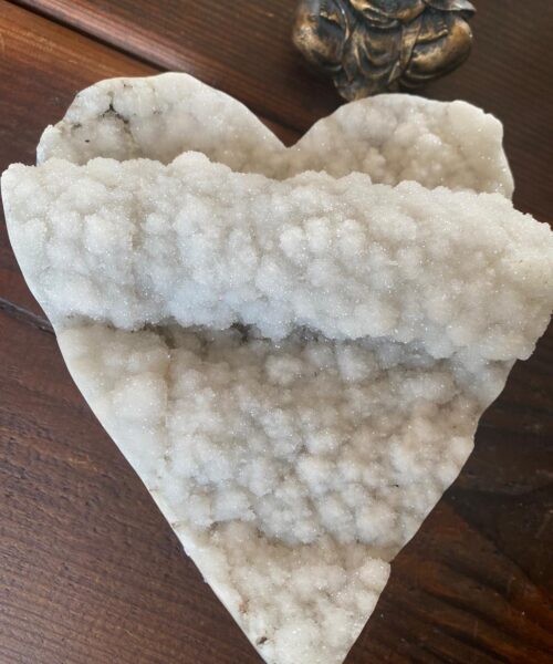 HUGE White Amethyst Heart 5 White Quartz Geode Crystal Gift 2.625kg - H28xW16xD10cm