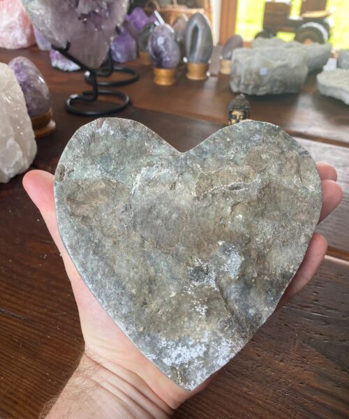 Large White Amethyst Heart 7 White Quartz Geode Crystal Gift 1.342kg - H16xW16xD5.5cm - Image 5