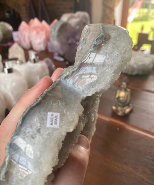 Large White Amethyst Heart 7 White Quartz Geode Crystal Gift 1.342kg - H16xW16xD5.5cm - Image 7