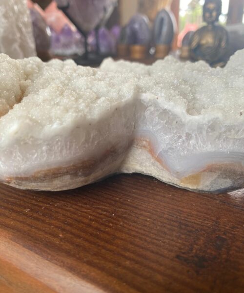 Large White Amethyst Heart 8 White Quartz Geode Crystal Gift 1.860kg - H16xW16xD6cm - Image 5