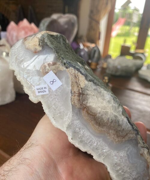 Large White Amethyst Heart 8 White Quartz Geode Crystal Gift 1.860kg - H16xW16xD6cm - Image 8