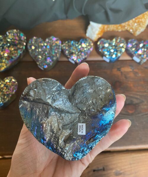 Rainbow Quartz Heart 10, Aura, Titanium, Cluster, Crystal, Gemstone 509g – H9xW9xD6cm - Image 10