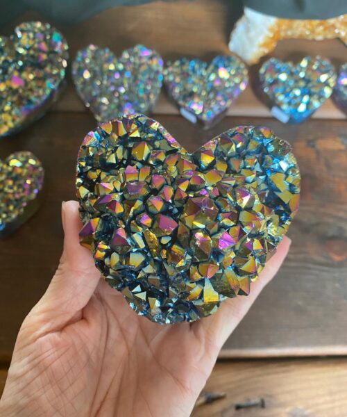 Rainbow Quartz Heart 10, Aura, Titanium, Cluster, Crystal, Gemstone 509g – H9xW9xD6cm - Image 5