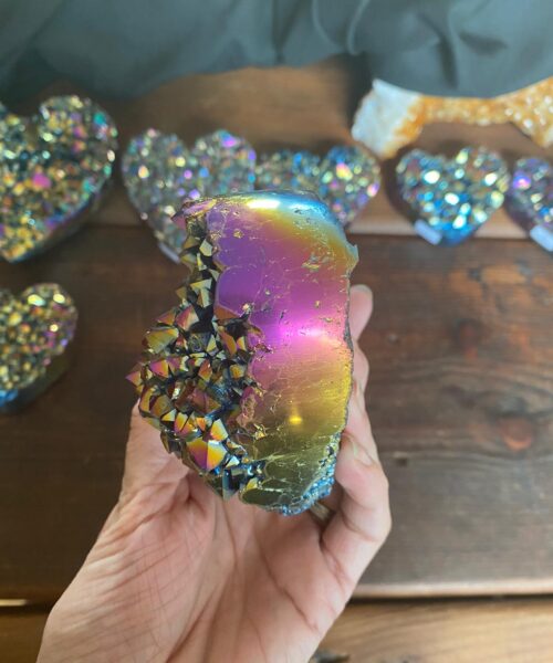 Rainbow Quartz Heart 10, Aura, Titanium, Cluster, Crystal, Gemstone 509g – H9xW9xD6cm - Image 6
