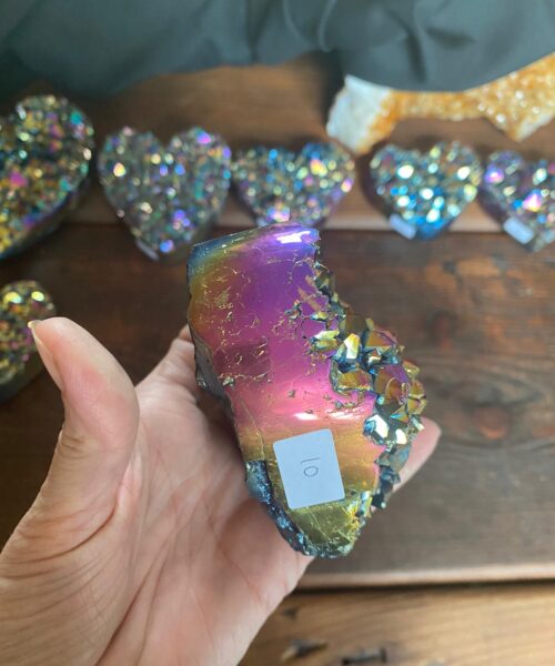 Rainbow Quartz Heart 10, Aura, Titanium, Cluster, Crystal, Gemstone 509g – H9xW9xD6cm - Image 7