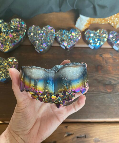 Rainbow Quartz Heart 10, Aura, Titanium, Cluster, Crystal, Gemstone 509g – H9xW9xD6cm - Image 8