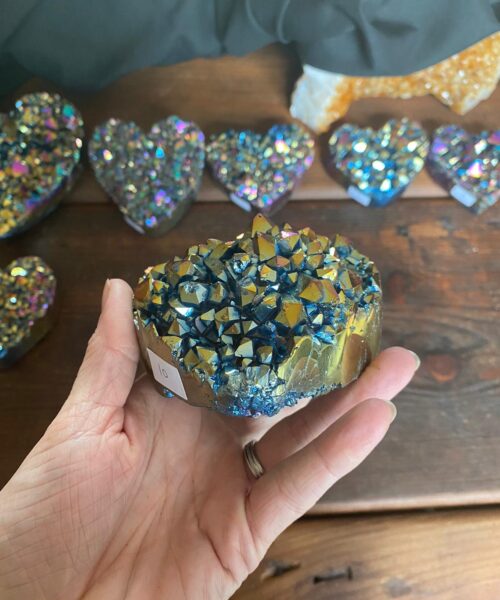 Rainbow Quartz Heart 10, Aura, Titanium, Cluster, Crystal, Gemstone 509g – H9xW9xD6cm - Image 9