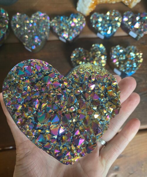Rainbow Quartz Heart 11, Aura, Titanium, Cluster, Crystal, Gemstone 498g – H9xW10xD4.5cm - Image 10