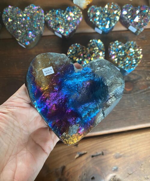Rainbow Quartz Heart 11, Aura, Titanium, Cluster, Crystal, Gemstone 498g – H9xW10xD4.5cm - Image 11