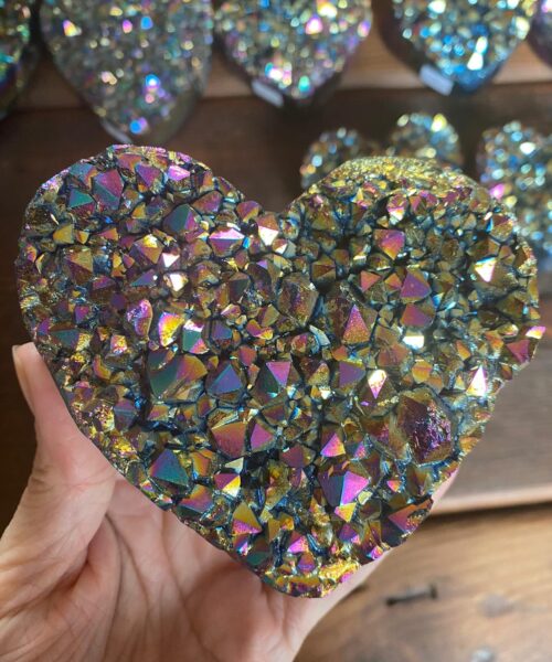 Rainbow Quartz Heart 11, Aura, Titanium, Cluster, Crystal, Gemstone 498g – H9xW10xD4.5cm - Image 5