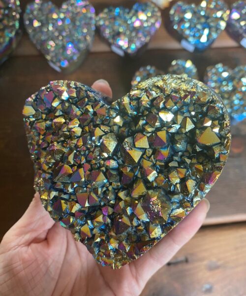 Rainbow Quartz Heart 11, Aura, Titanium, Cluster, Crystal, Gemstone 498g – H9xW10xD4.5cm - Image 6