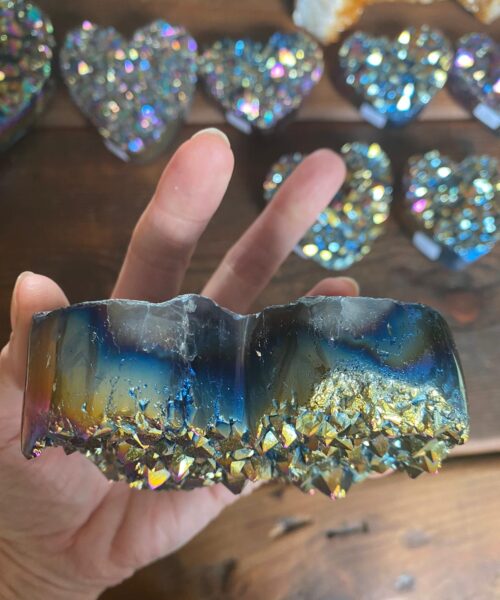 Rainbow Quartz Heart 11, Aura, Titanium, Cluster, Crystal, Gemstone 498g – H9xW10xD4.5cm - Image 7