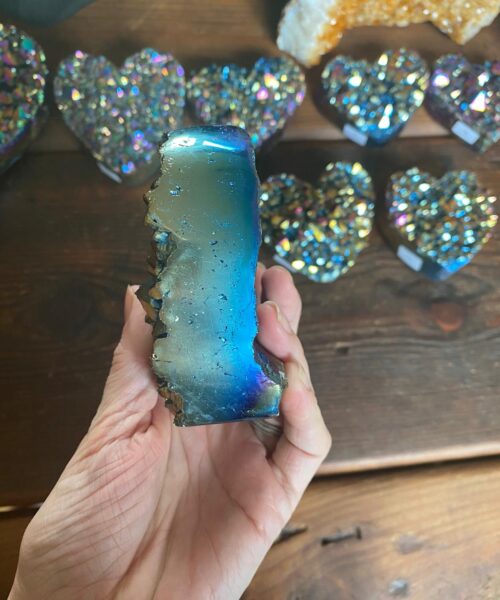 Rainbow Quartz Heart 11, Aura, Titanium, Cluster, Crystal, Gemstone 498g – H9xW10xD4.5cm - Image 8