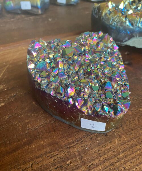 Alternative view of Rainbow Quartz Heart 2, Aura, Titanium, Cluster, Crystal, Gemstone 597g – H9.5xW9.5xD5cm