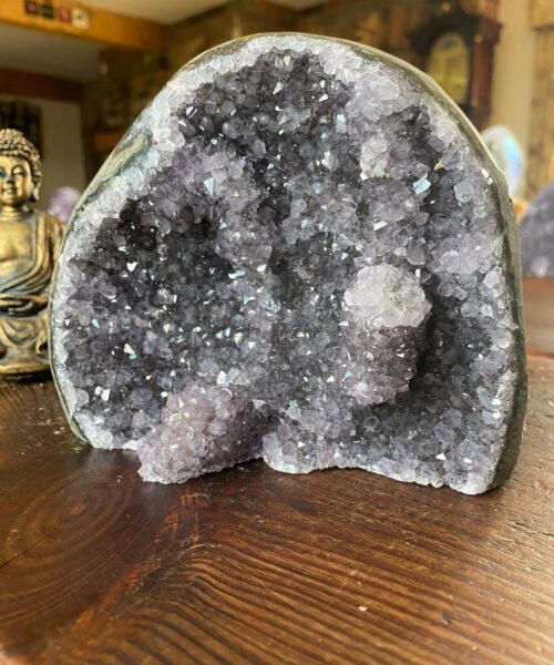 Premium High Grade Amethyst Druzy 215 Mini Geode Cluster Piece Cut Base 2.005g H12.5xW15xD9cm